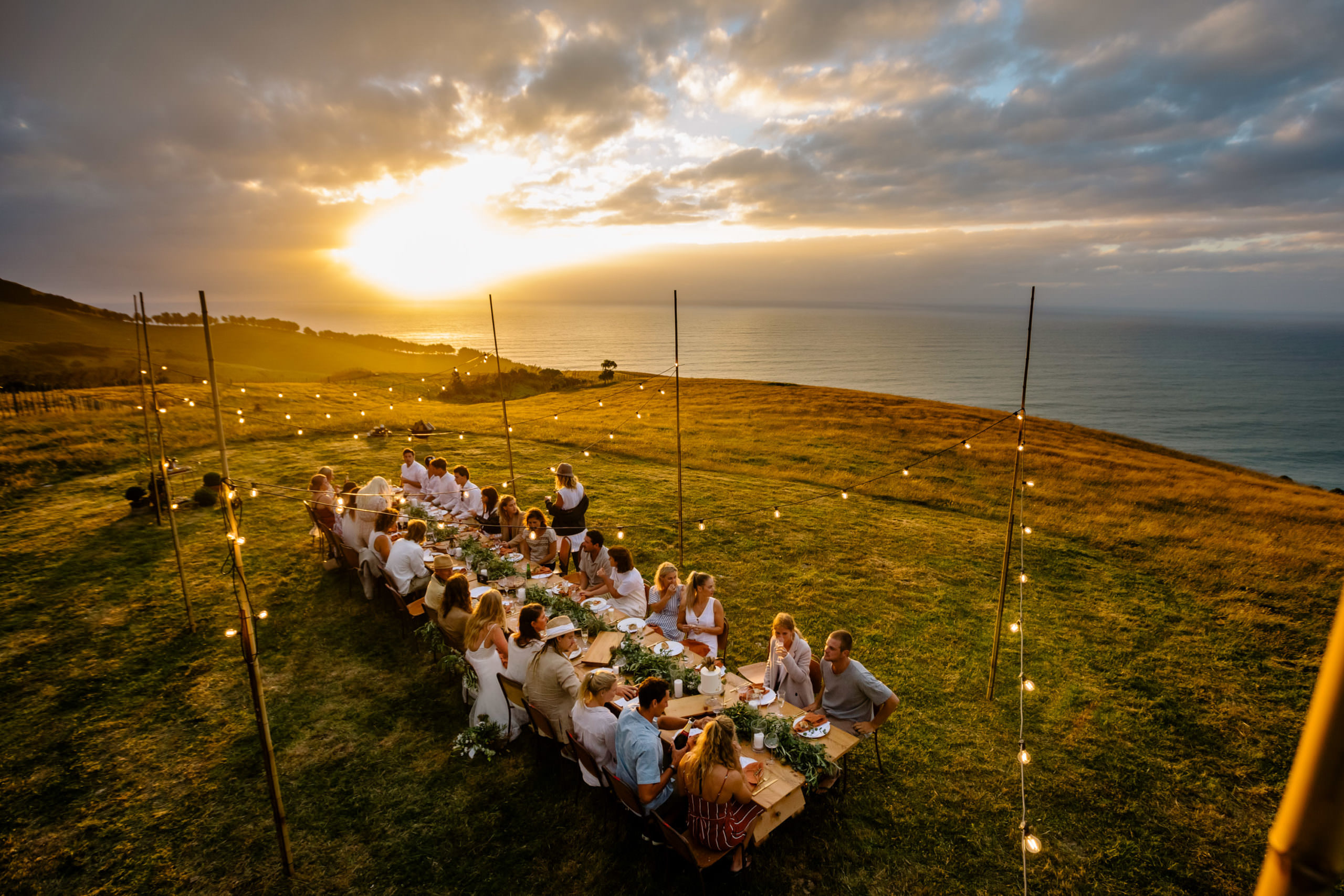 Outdoor wedding reception Raglan wedding photographers