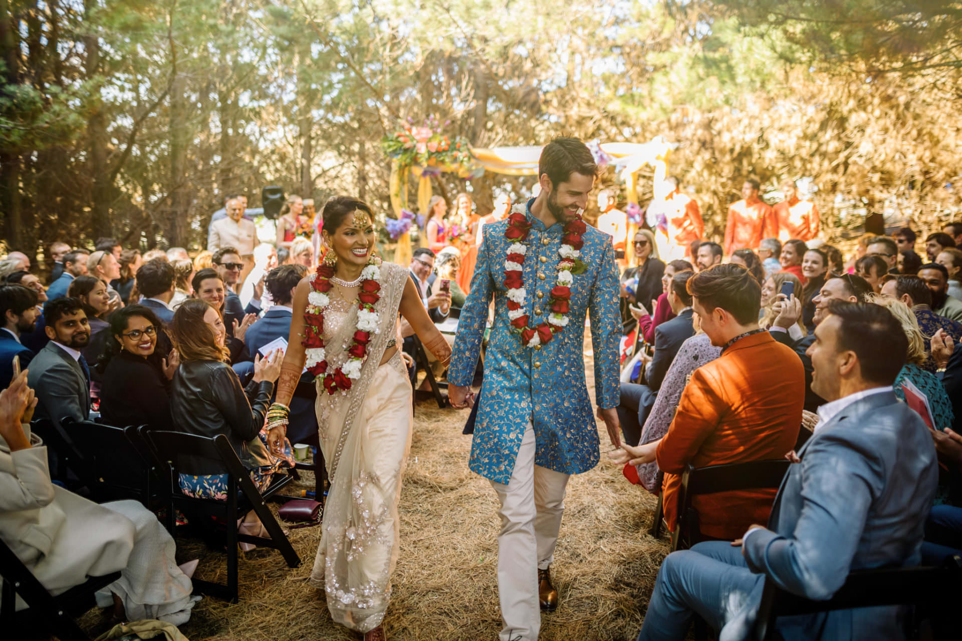 Pencarrow Lodge indian wedding bride groom exit