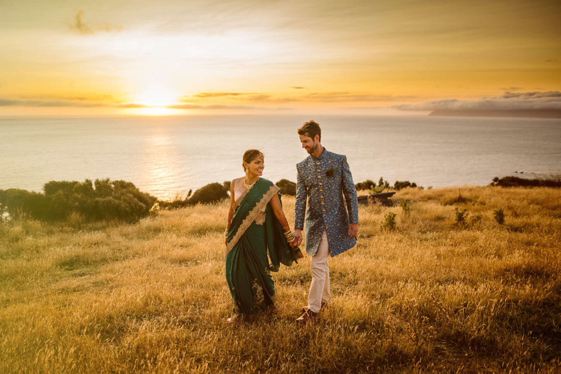 Indian wedding at Pencarrow lodge at sunset