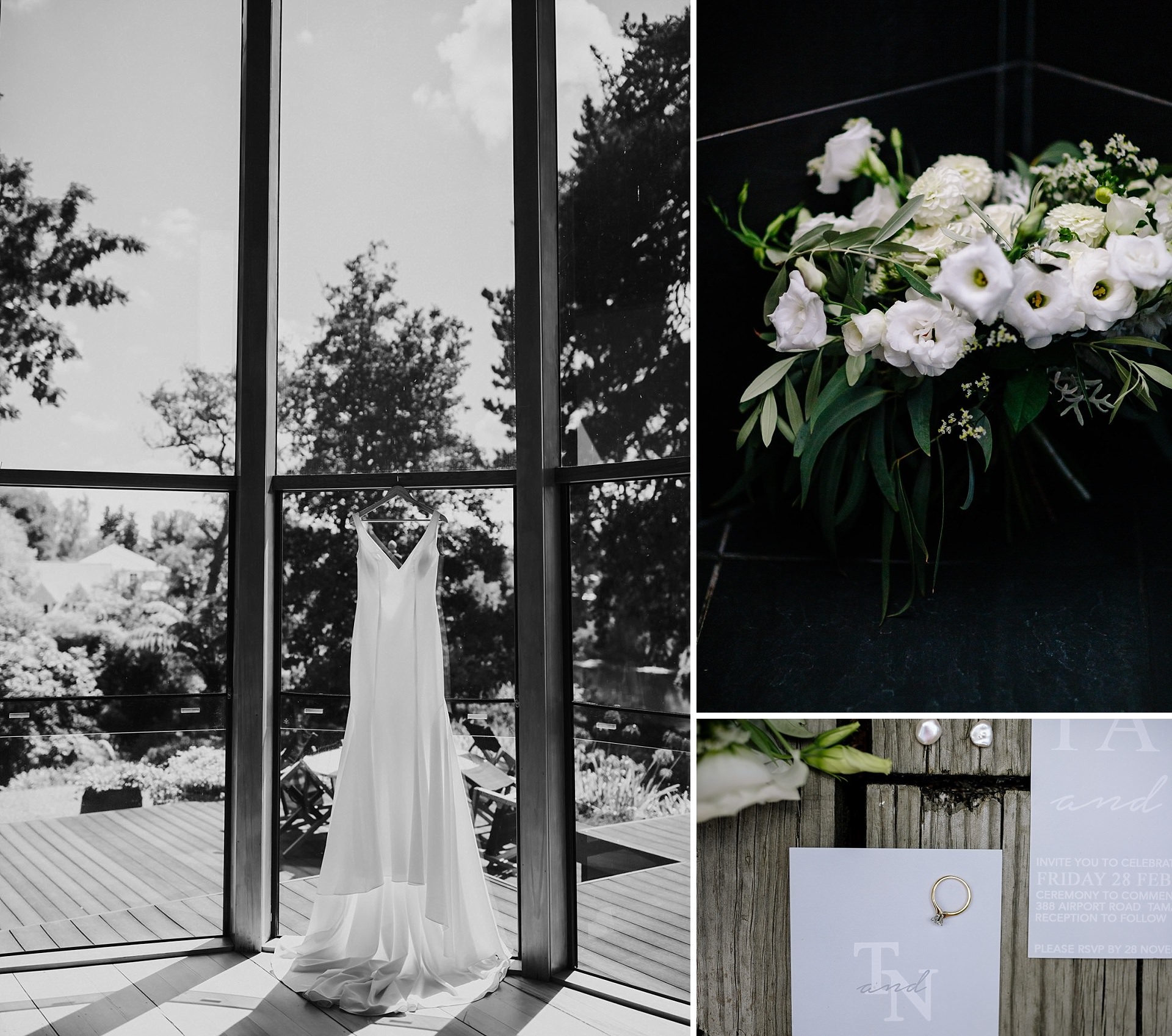 Brides details with wedding dress