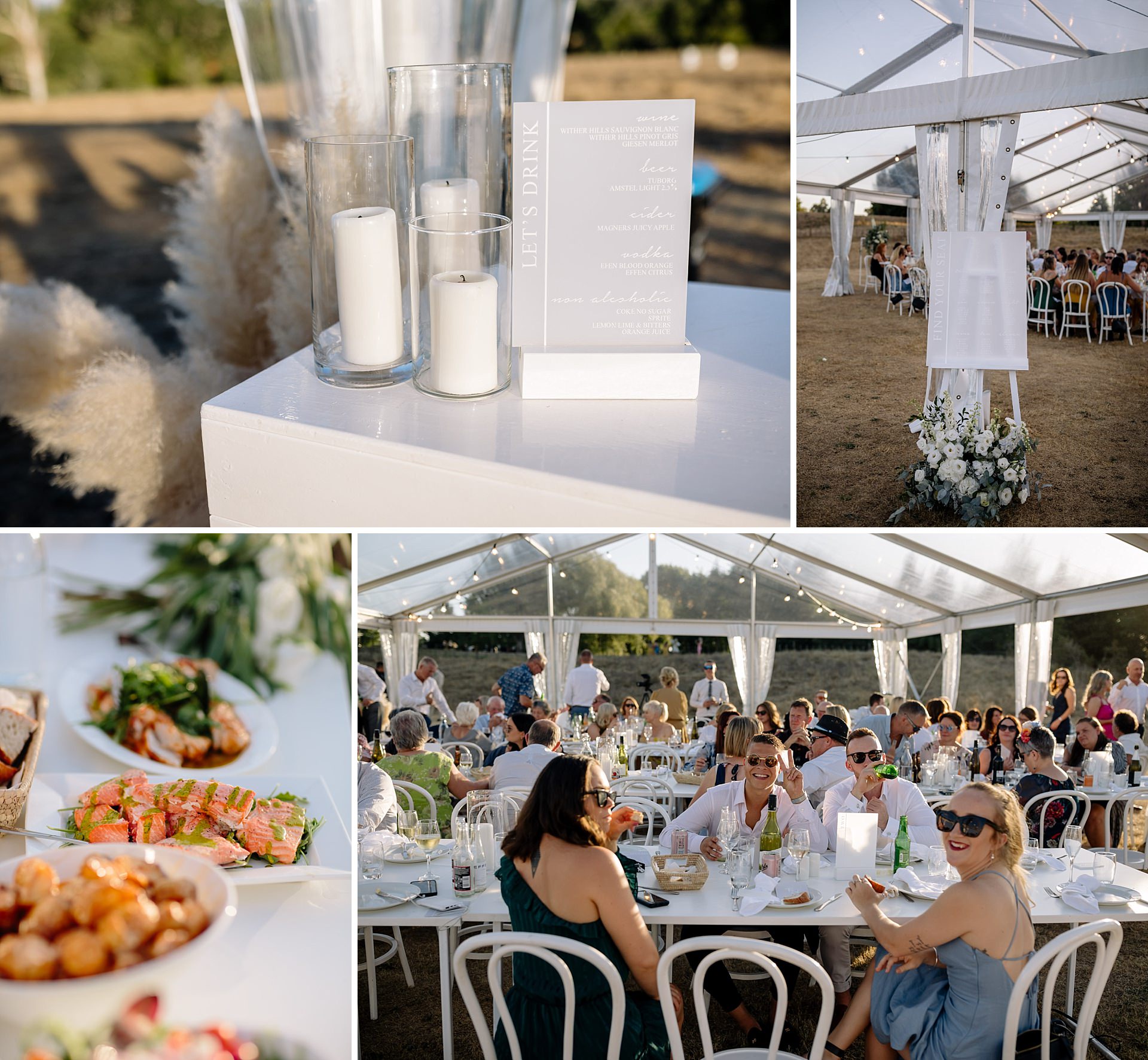 twelve tables marquee Reception setup